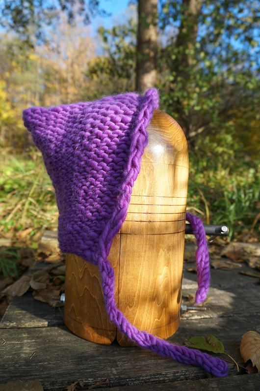 czapki damskie Fioletowy kaptur z ręcznie przędzionej wełny, ciepła wełniana czapka