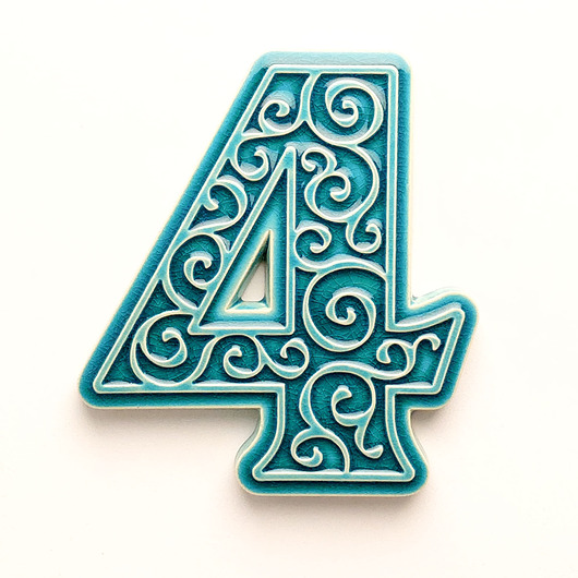 napisy dekoracyjne i tabliczki Numer domu, cyfra 4, turkusowa