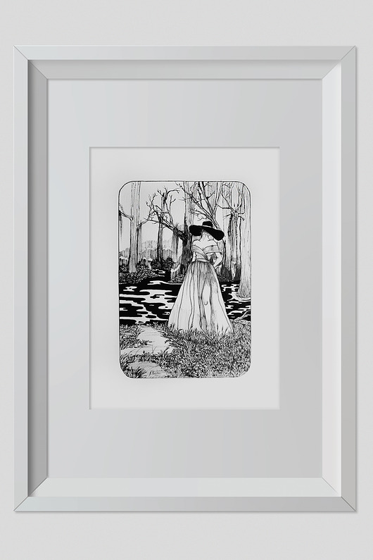grafiki i ilustracje Rysunek 7 InkTober Grafika 32x24cm + biała rama