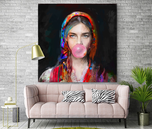 Obraz na płótnie "Lady Folk 3" 90x90 cm Krzanoo