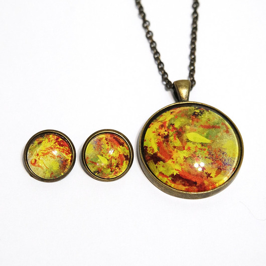 klipsy Naszyjnik i klipsy - komplet - Jesień