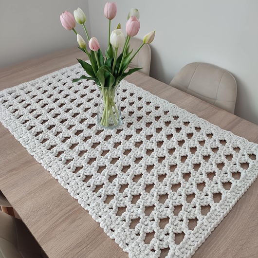 obrusy i serwetki Bieżnik prostokątny ze sznurka szydełkowy 55cmx100cm