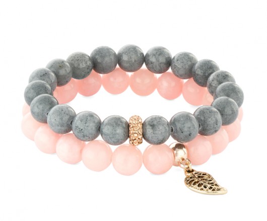 Powder pink & gray jade set. Lavoga