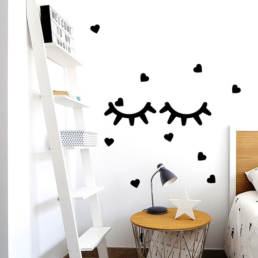 naklejki ścienne do pokoju dziecka Naklejki na ścianę rzęsy serduszka
