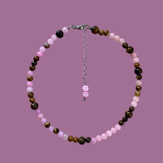 chokery Naszyjnik pink and brown