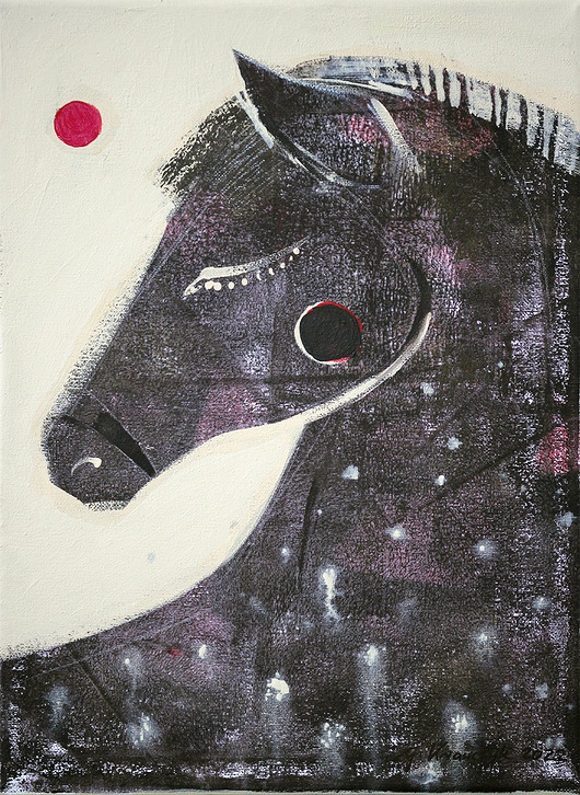 obrazy Obraz oryginał na płótnie 30x40  - Konik Kasztan