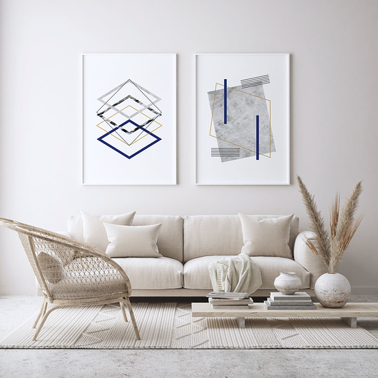 Dyptyk - Marine 1 i 2 - dwa plakaty geometryczne PLAKATY GEOMETRYCZNE