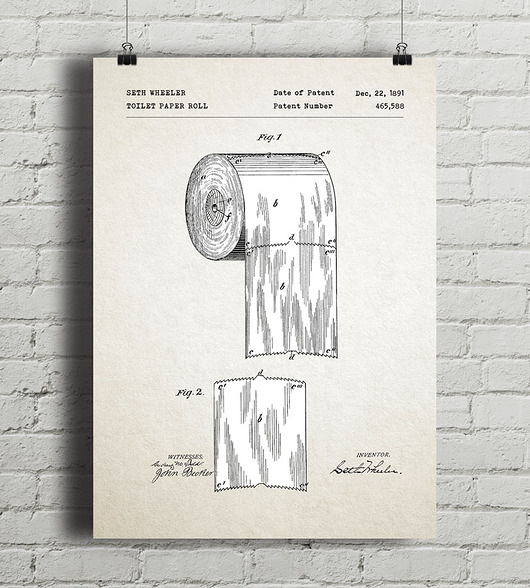 Rolka papieru - patent - plakat vintage minimalmill