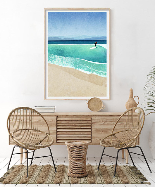 plakaty Surferka na falach - plakat fine art