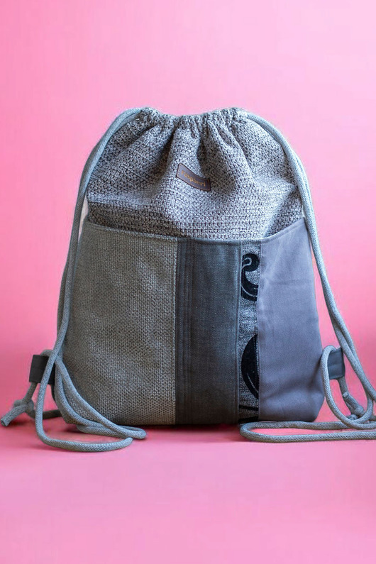 plecaki Szary patchworkowy workoplecak z kieszeniami