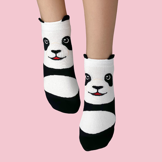 skarpetki damskie Skarpetki z pandą słodka panda biało-czarne