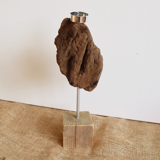 świeczniki i świece Świecznik drewniany, stare drewno, loft, wabi-sabi /13/