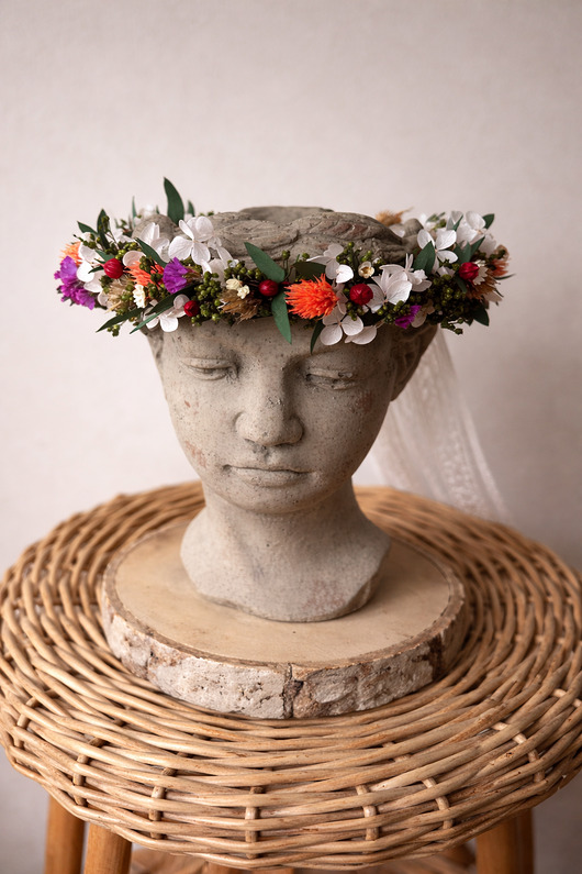 wianki komunijne Wianek na głowę eukaliptus + suszki