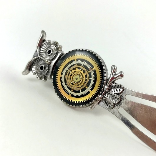 Tidy Owl - zakładka do książki steampunk UNIKAT DROBINY CZASU