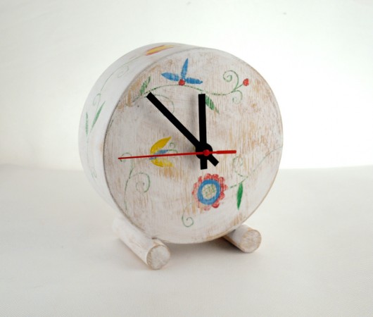 zegarek OldE circle biały Folk Clock Wood Studio