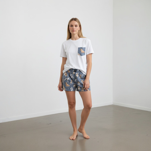 piżamy damskie Piżama Unisex bawełniana w pieski