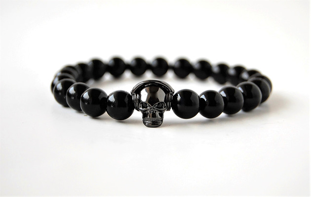 biżuteria męska Bransoletka męska DJ SKULL-onyx