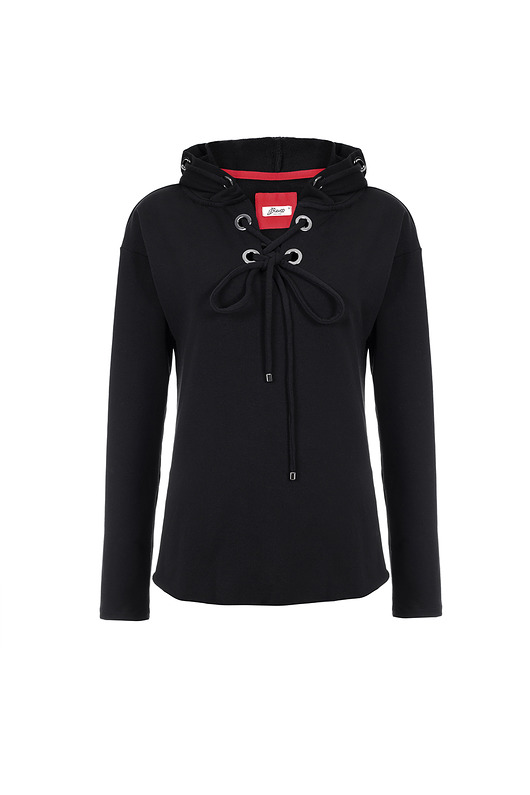 Czarna bluza damska z metalowymi ringami  Bien Fashion