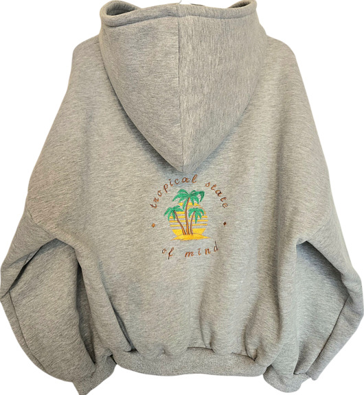 bluza z kapturem damska Bluza z tropikalnym haftowanym motywem