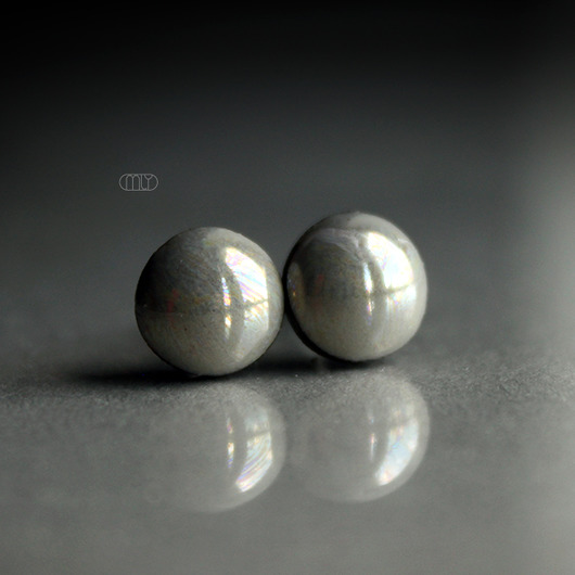 kolczyki ceramiczne Mini Gri 9mm/stal chirurgiczna/