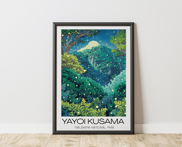 grafiki i ilustracje PLAKAT dekoracyjny zielony japoński natura Kusama