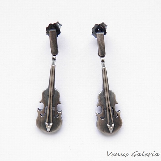 Kolczyki srebrne - Skrzypce  VENUS GALERIA