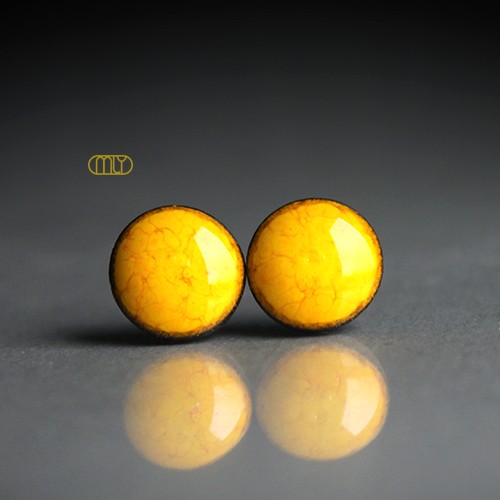 kolczyki ceramiczne Słoneczne 6mm/stal chirurgiczna