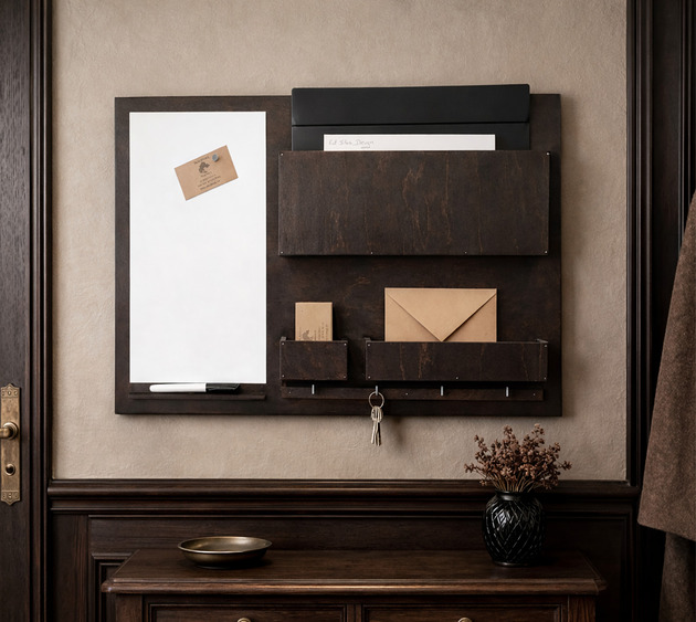 organizery Organizer do biura, gabinetu, tablica magnetyczna, ciemny brąz