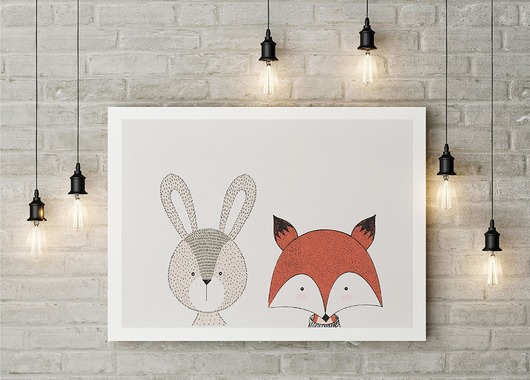 obrazy i plakaty do pokoju dziecięcego Królik & Lis plakat  50X70 / A3 / A4