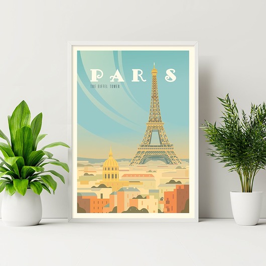 Plakat podróżniczy Paryż/Paris trochę na ścianę