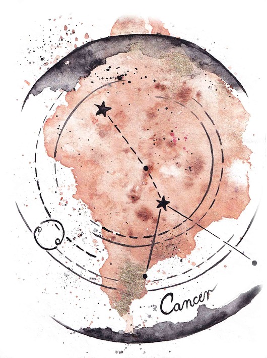 plakaty Plakat CANCER  Gwiazdozbiór Raka Znak Zodiaku Rak akwarela wydruk artystyczny