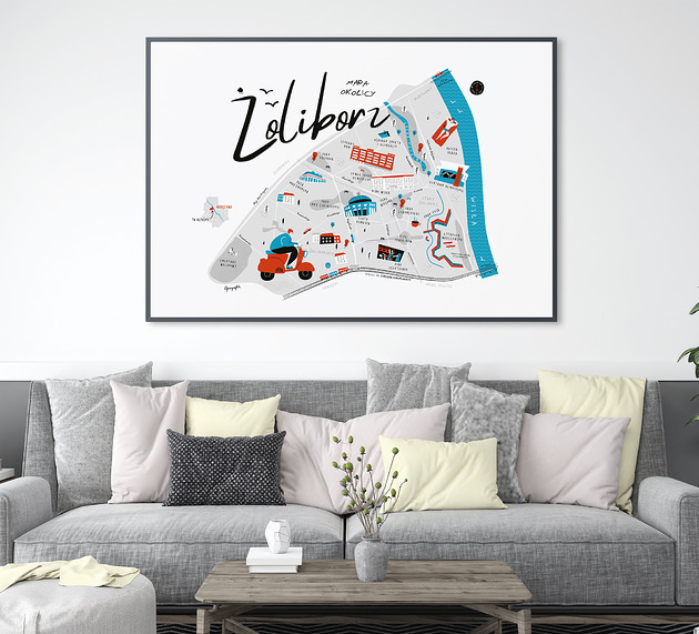 plakaty Warszawa Żoliborz Mapa plakat 70x50 cm