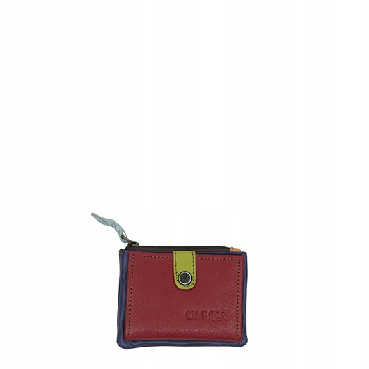 portfele damskie Portfel portfelik mały skórzany miejsce na bilon karty eko OLIVKA