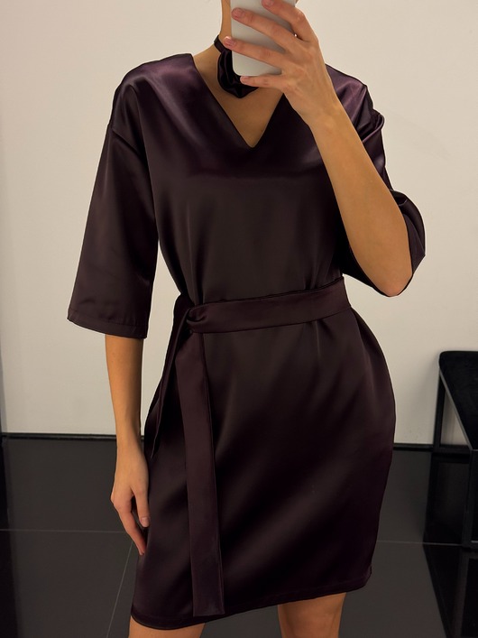 sukienki mini damskie Elegancka gładka sukienka w kolorze śliwkowym