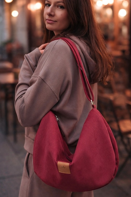 torby na ramię Zamszowa torba hobo Czerwona