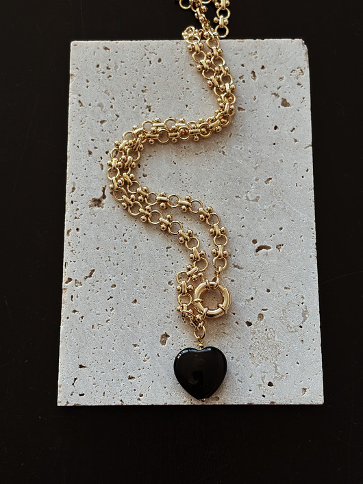 złote naszyjniki Naszyjnik łańcuszek Agat Czarny
