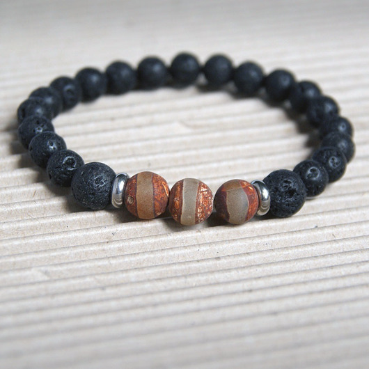 męska bransoletka :: TALIZMAN :: tibetan agate kaktusia