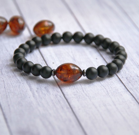 biżuteria męska BURSZTYN, onyks matowy