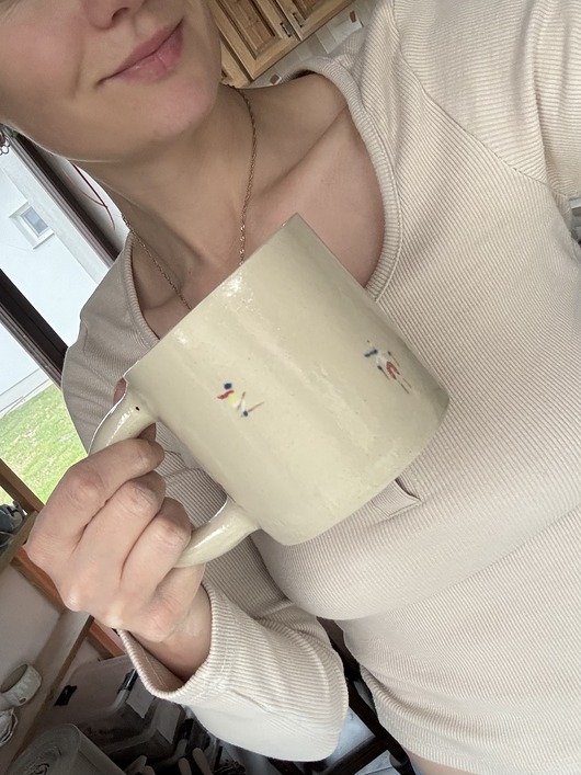 kubki i filiżanki Duży Ceramiczny Kubek Handmade 450 ml z Narciarzami