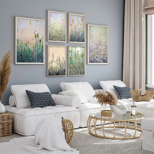 grafiki i ilustracje Zestaw 6 prac. Łąki