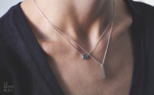 16k Gold Plated Square Stick Necklace Le Boho Bleu
