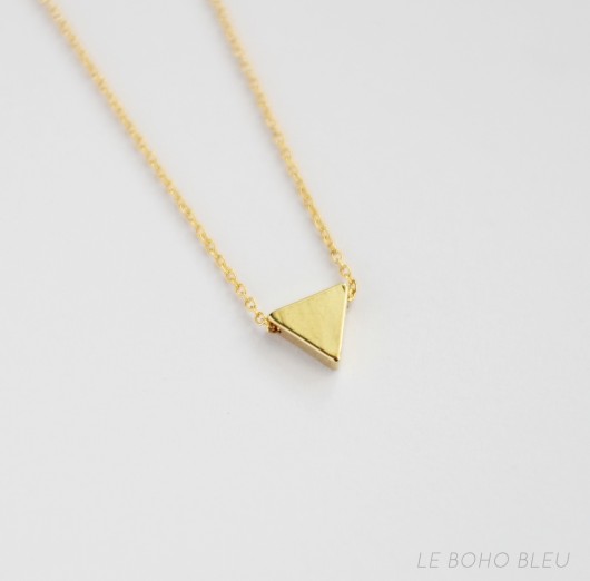16k Gold Plated Triangle Necklace Le Boho Bleu