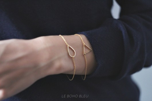 16k Gold Plated Triangle Bracelet Le Boho Bleu