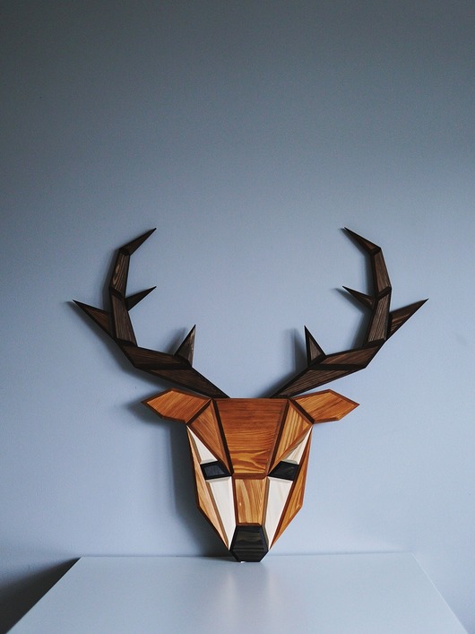 Ozdoby na ścianę Drewniany jeleń na ścianę