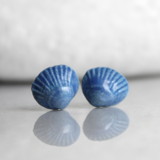 kolczyki ceramiczne Shell/stal chirurgiczna/