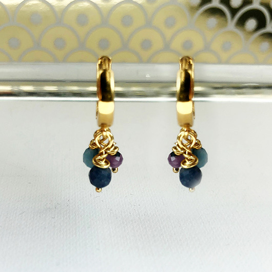 kolczyki z kamieniami Kolczyki z szafirem, rubinem i lapis lazuli