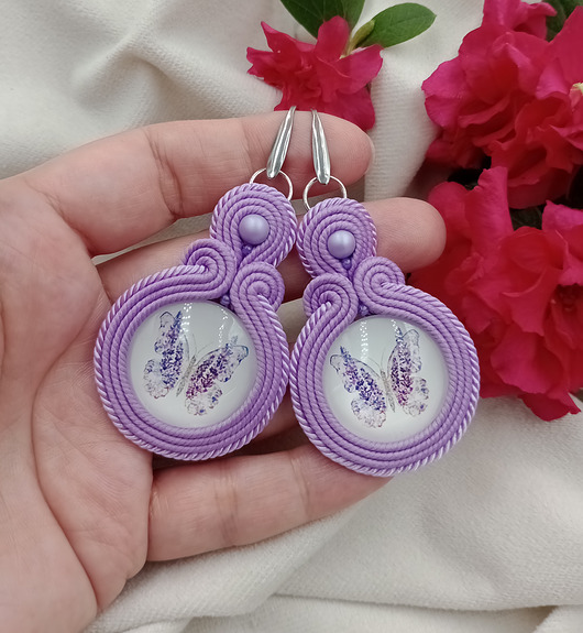 kolczyki soutache Kolczyki z motylem, kolczyki motyle, kolczyki motylki