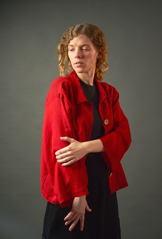 marynarki damskie Czerwony żakiet z cienkiej wełny