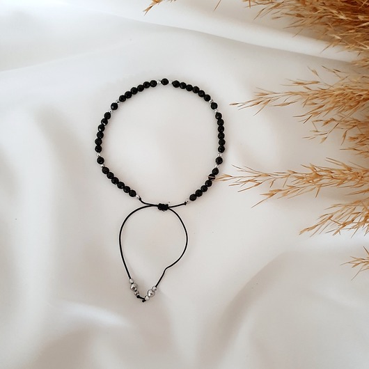 Czarna bransoletka z onyksem LEI handmade 