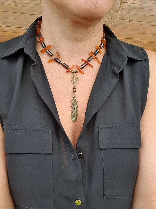 chokery Choker z bursztynów